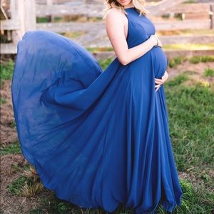 Royal blue, A-line gown